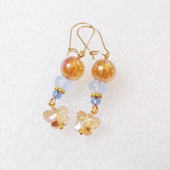 Fall is in the Air... Shimmering + Sparkling Butterfly Dangle Earrings! - Picture 2 of 5